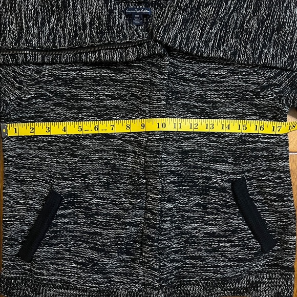 Vintage American Eagle Y2K Mock Neck Navy Cardigan Size M Black Retro Full Zip - Picture 3 of 10